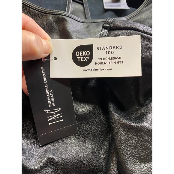 International Concept XXL Faux Leather Bodysuit Black Edgy Biker Baddie Moto New - Picture 9 of 11